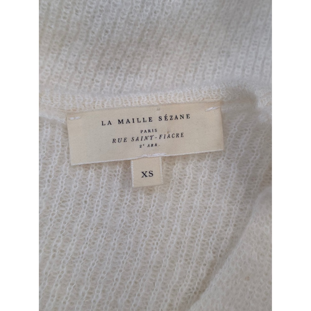 Sezane Barry Cardigan Women XS Ecru Mohair Alpaca Blend Reversible Knit Sweater - Picture 4 of 9